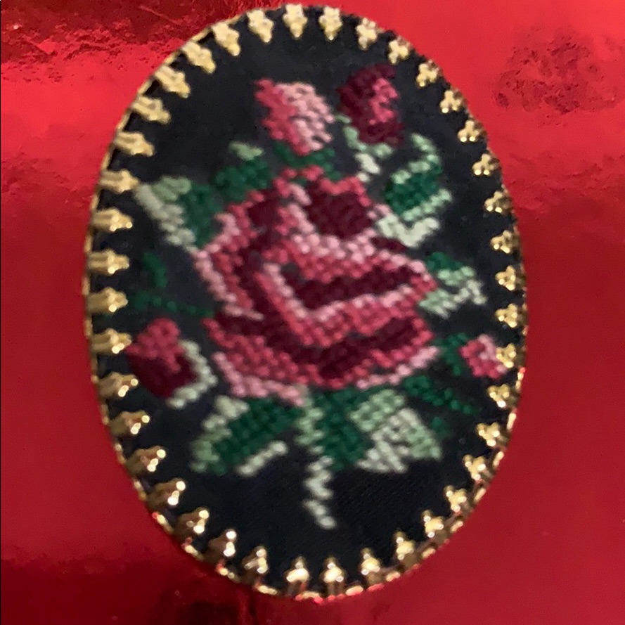 494 Vintage Brooch With Micro Embroidery